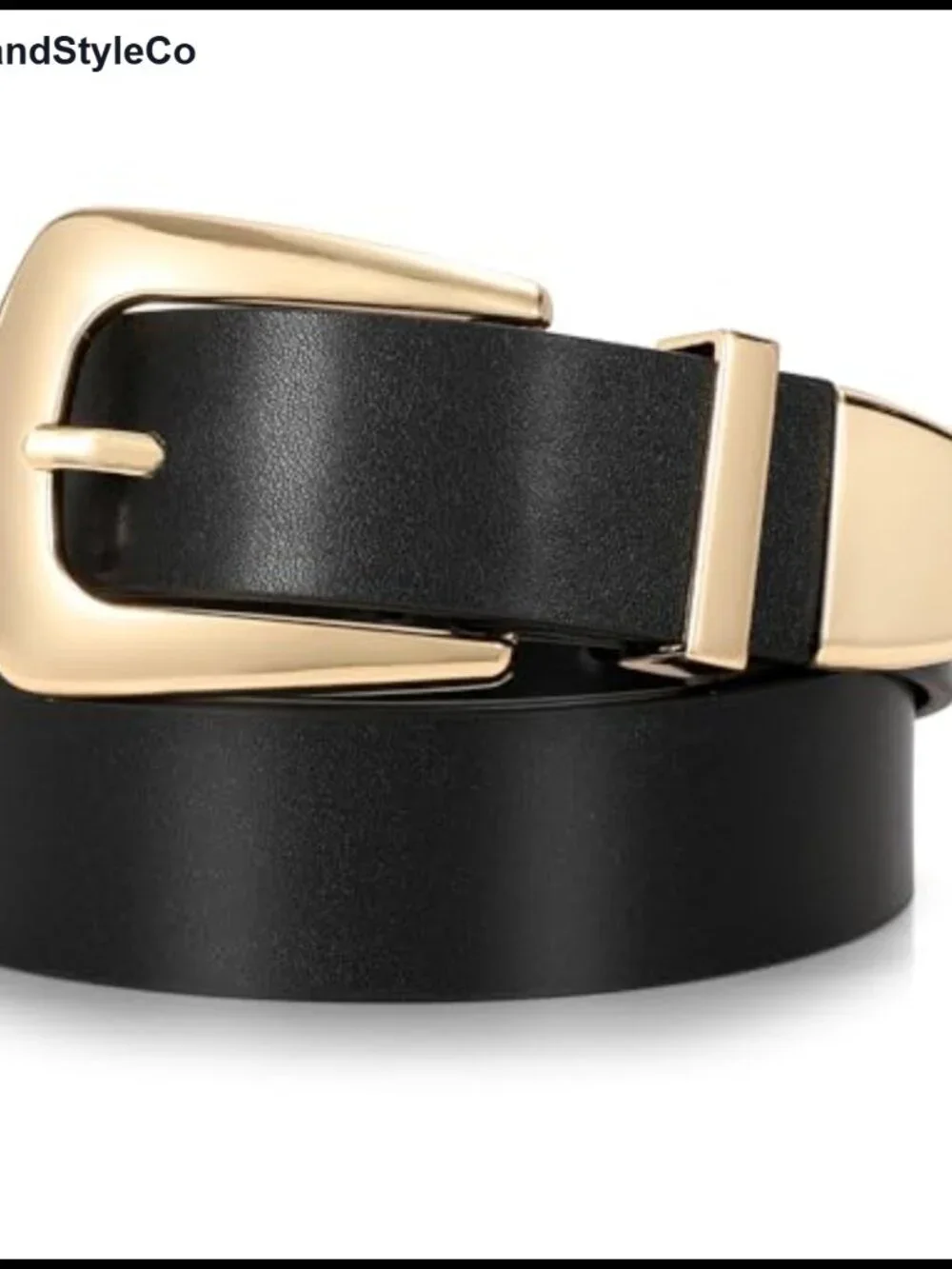 Faux Leather Western Belt with Gold Buckle for Jeans & Dresses